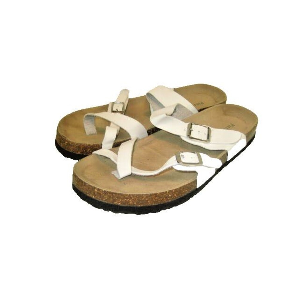 Womens Pierre Dumas White Leather Open Back Sandals sz 10